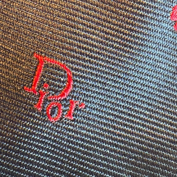 Dior Navy Blue and Red Mini Flower Men's Tie - Picture 2 of 5